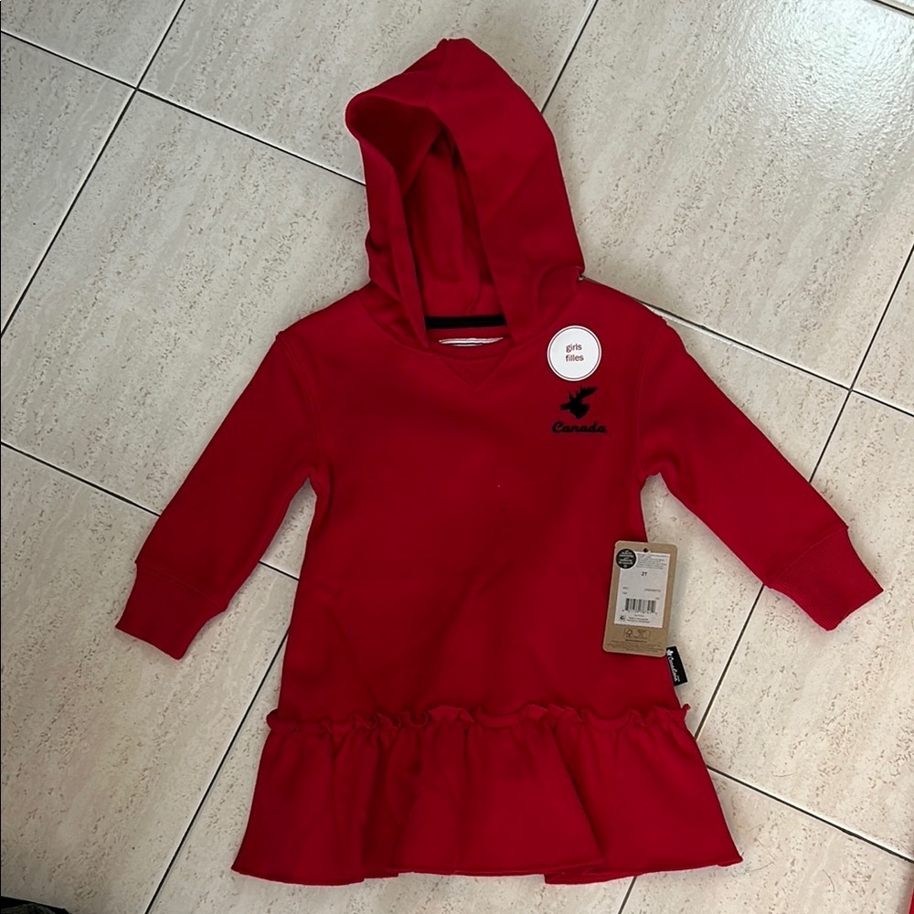 NWT Canada Red Kids Hoodie Dress size 2T